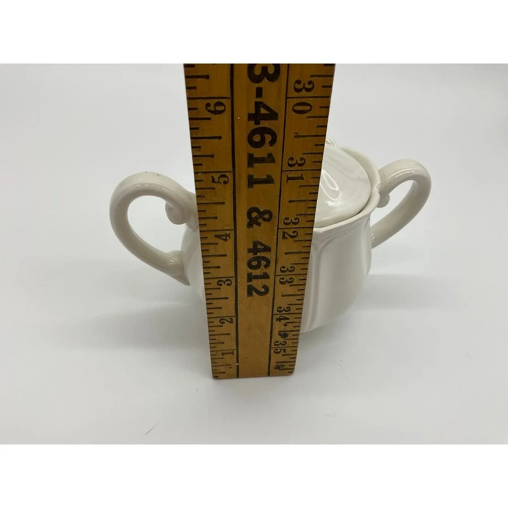 Vintage Sugar Bowl‎ Unisex OS White Scalloped Ceramic Lidded Tea Service